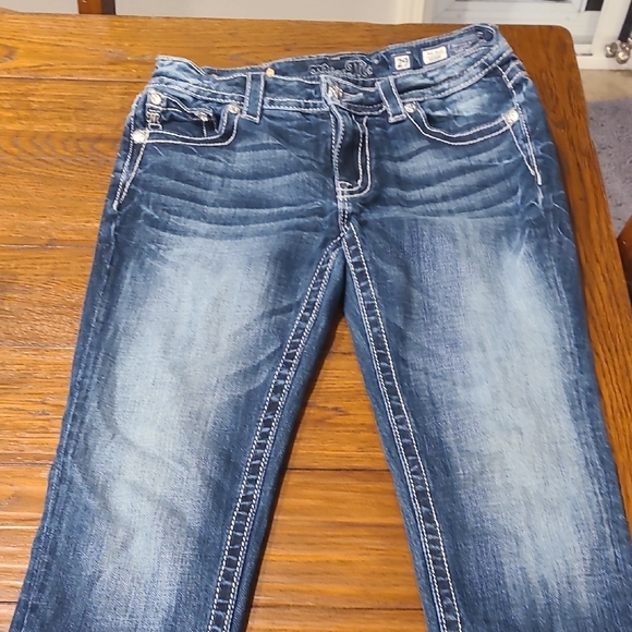 Miss Me Dark Blue Skinny Jeans with Embellished Pocket - Picture 6 of 8